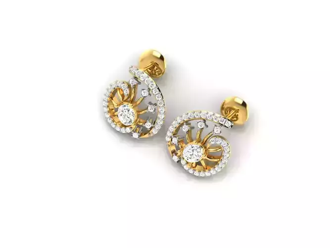 Gold Ear Studs With Diamonds 3