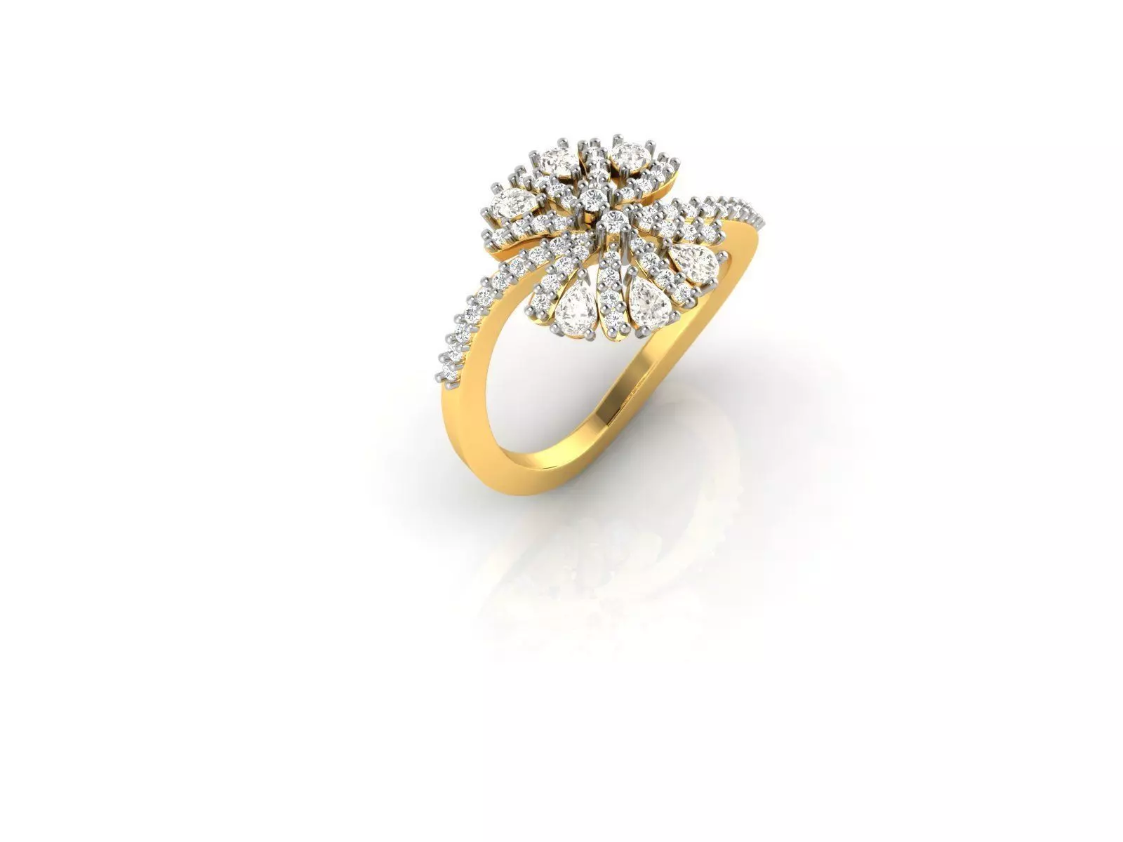 Round Bent Ring With Diamonds 3D print model
