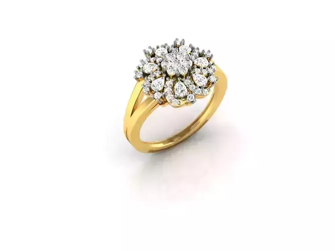 Flower Shaped Gold Ring With Diamonds 40