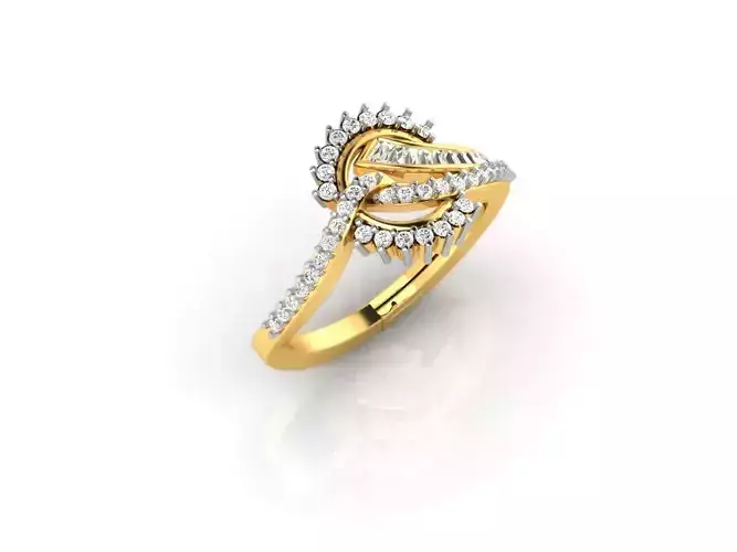 Round Shape Gold Ring With Diamonds 1