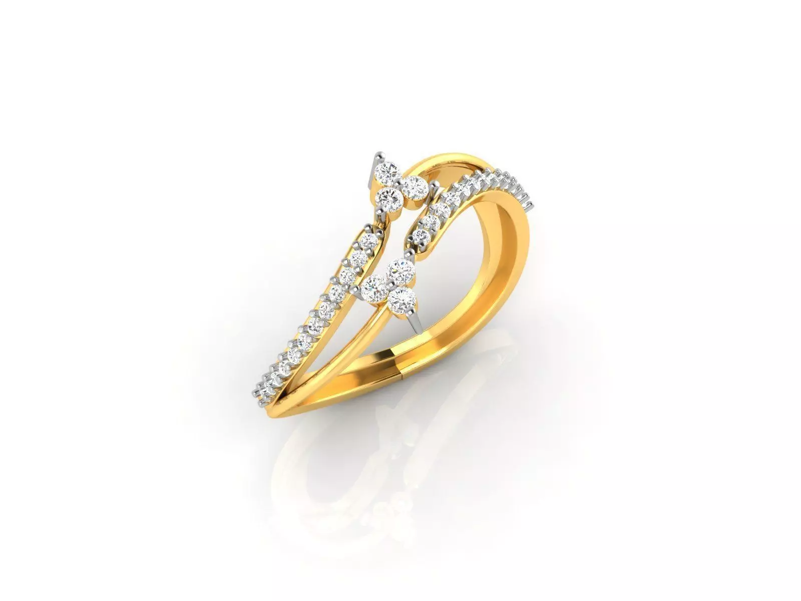 Bent Gold Ring With Diamonds 2 3D print model