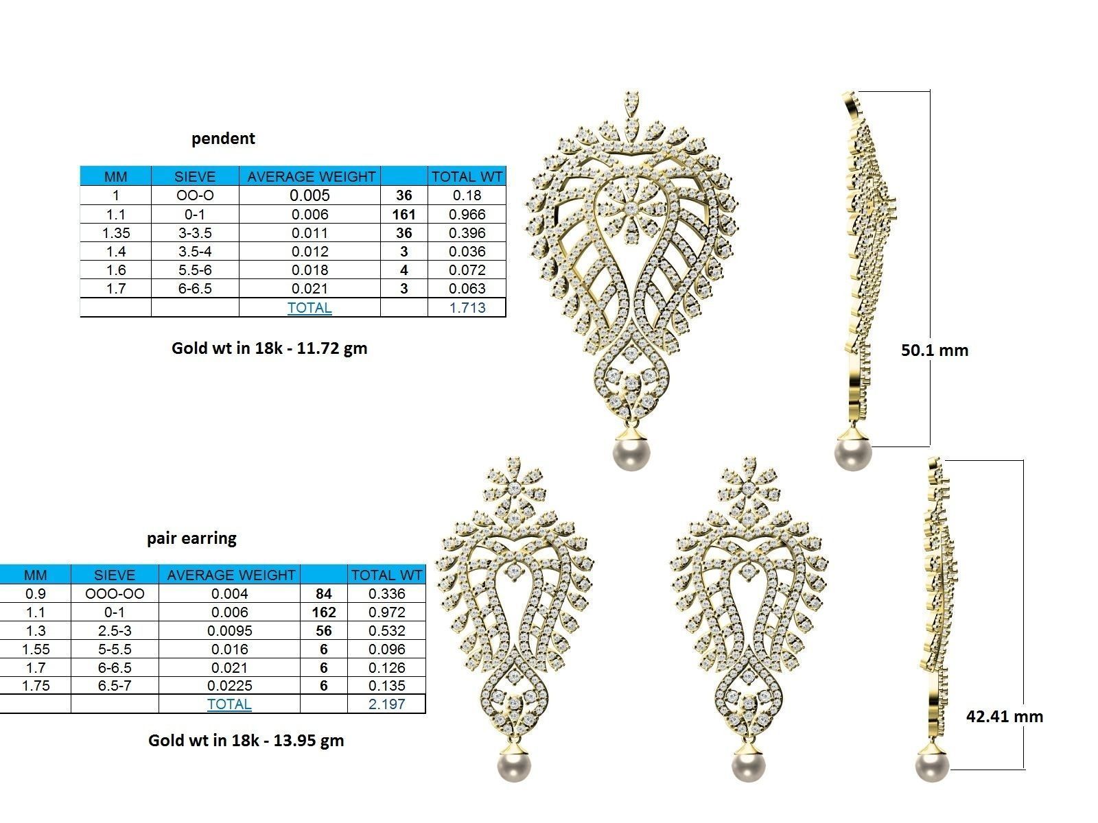 Leaf Shaped Pendant With Diamonds and Pearl 3D print model_3
