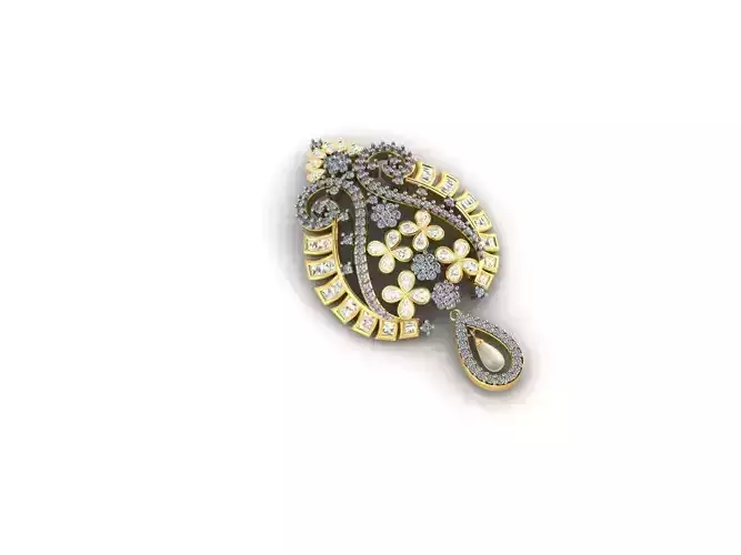 Drop Shape Pendant With Diamonds 6 3D print model