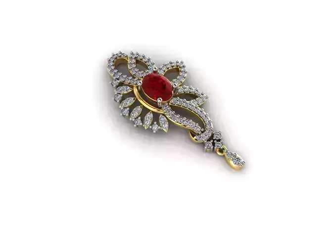 Floral Design Pendant With Ruby 1