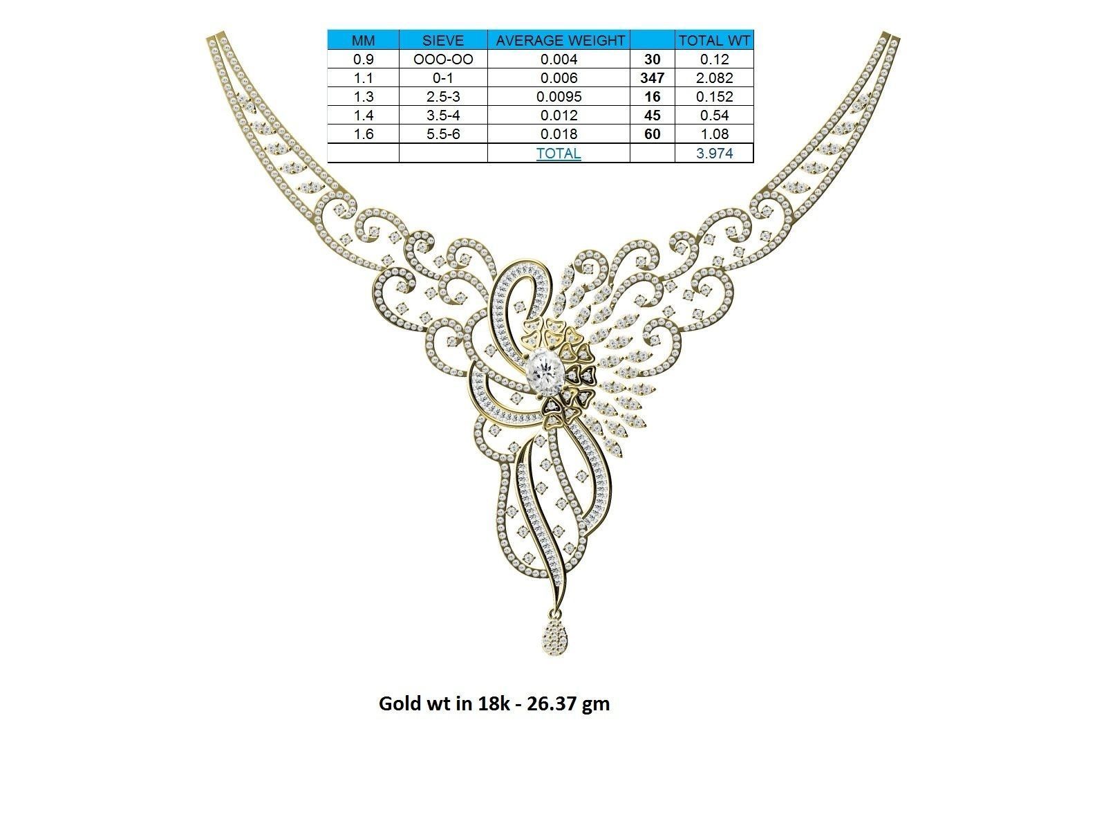 Floral Design Necklace With Ruby 3D print model_1