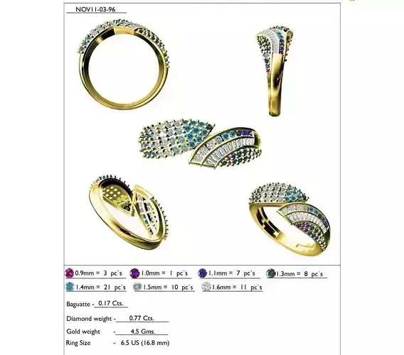 Spiral Petal Ring With Multicolor Gemstones