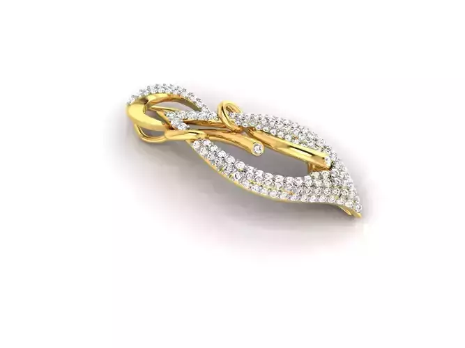 Leaf Shaped Pendant With Multicolor Gemstones 1