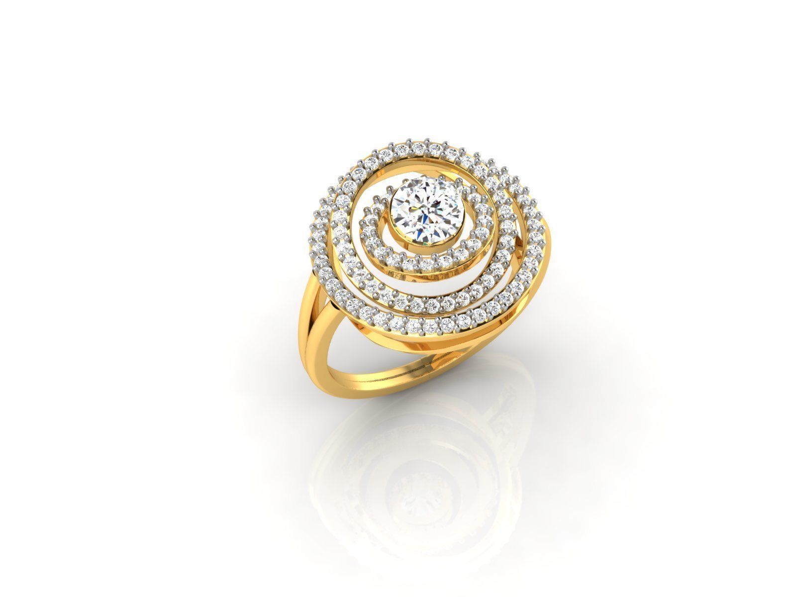 Round Shaped Gold Ring With Gemstones 4 3D print model_1