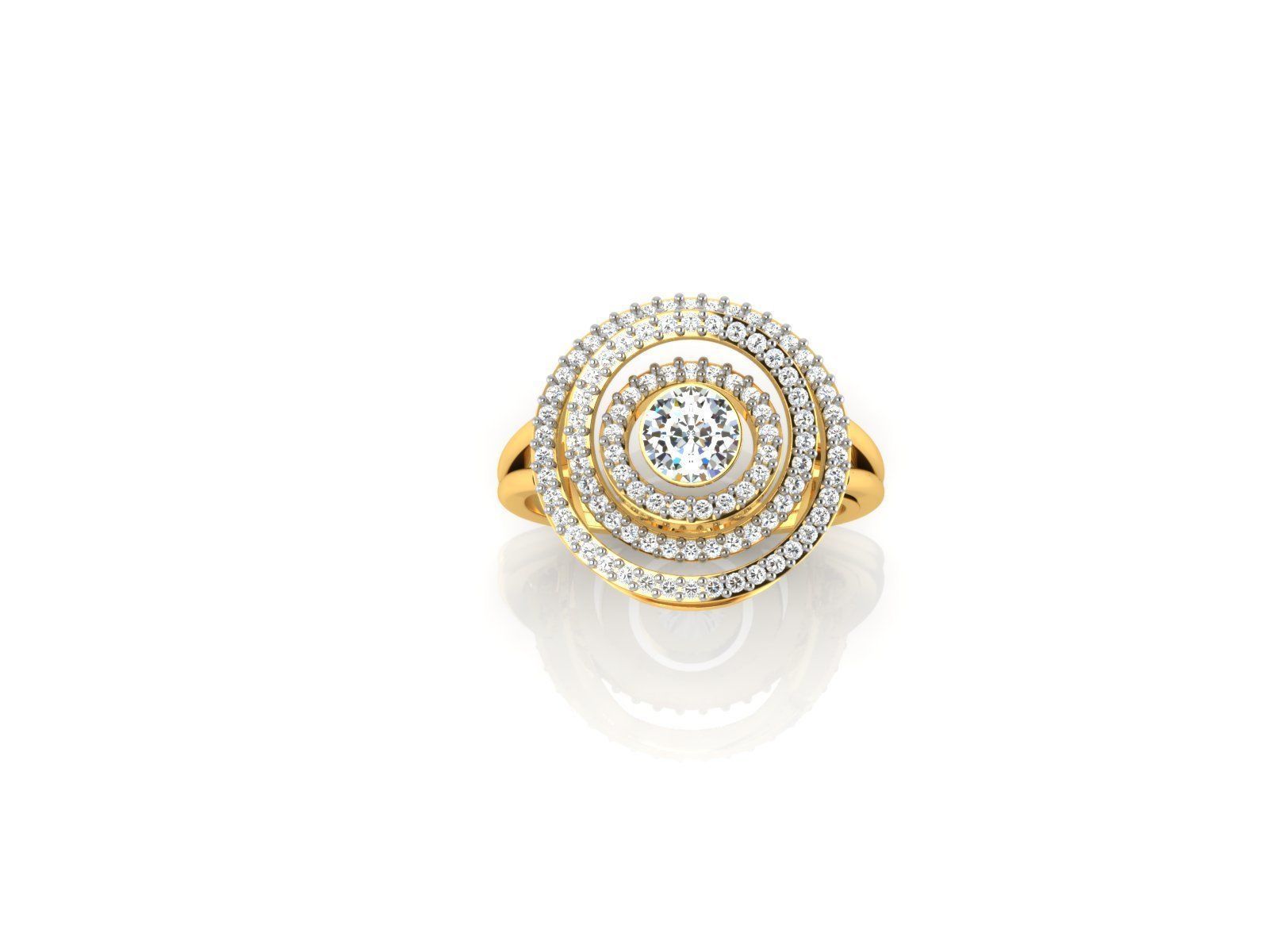 Round Shaped Gold Ring With Gemstones 4 3D print model_3