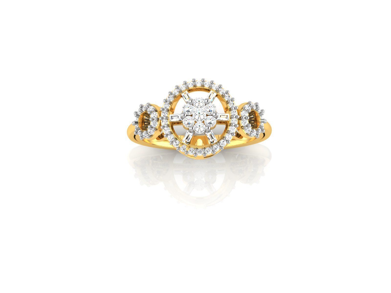 Round Shape Gold Ring With Multicolor Gemstones 1 3D print model_3