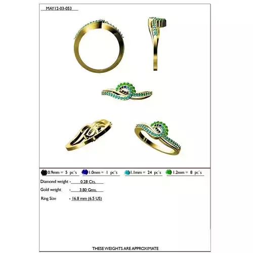 Swirl Loop Gold Ring With Gemstones 10