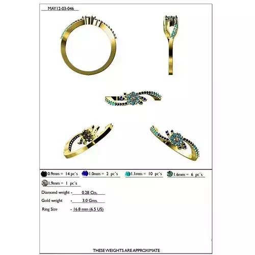 Swirl Gold Ring With Gemstones 15