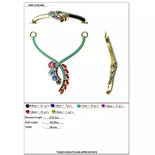 Gold Necklace With Multicolor Gemstones 10