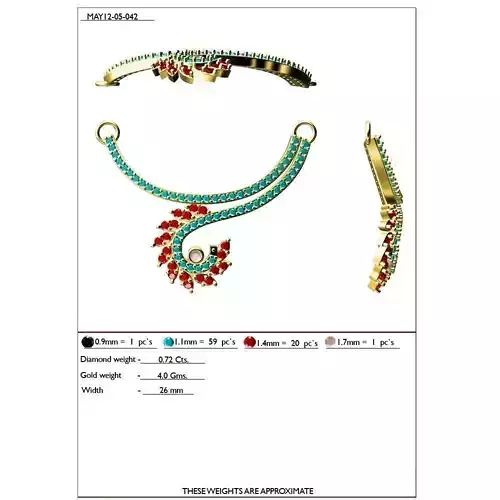 Gold Floral Necklace With Multicolor Gemstones