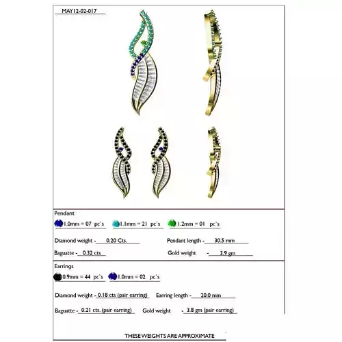 Pendant and Earrings With Gemstones 3