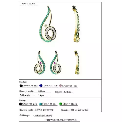 Spiral Pendant and Earrings With Gemstones 1