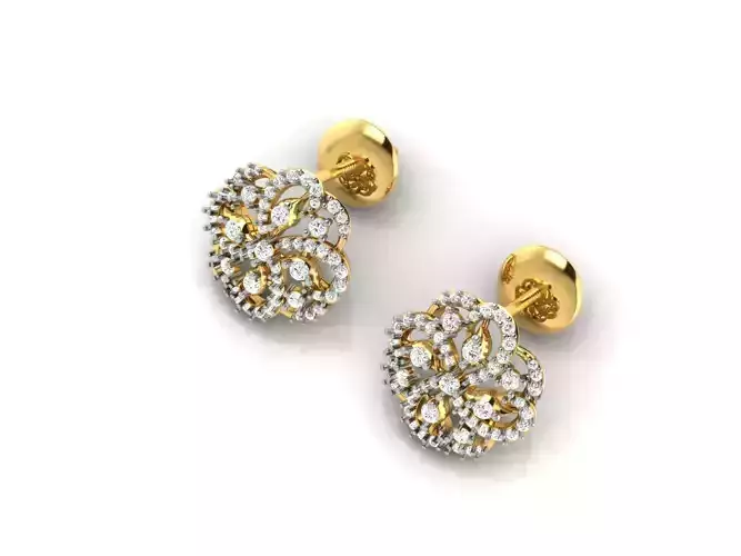 Flower Shaped Ear Studs With Diamonds 29