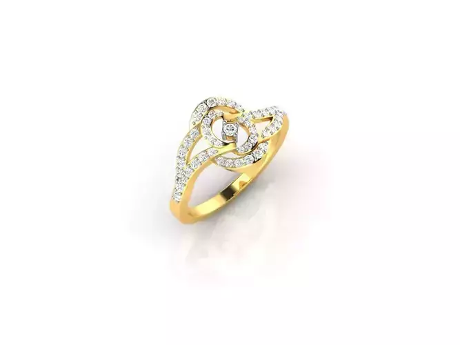 Oval Shaped Swirled Ring With Diamonds 1