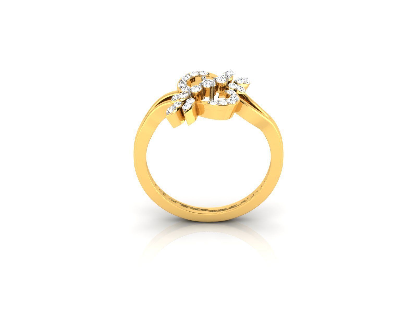 Swirl Loop Gold Ring With Diamonds 3 3D print model_1