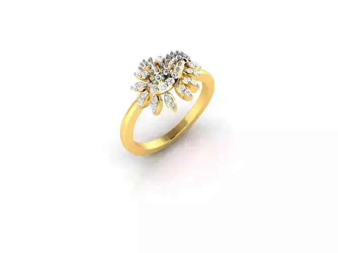 Flower Design Gold Ring With Diamonds