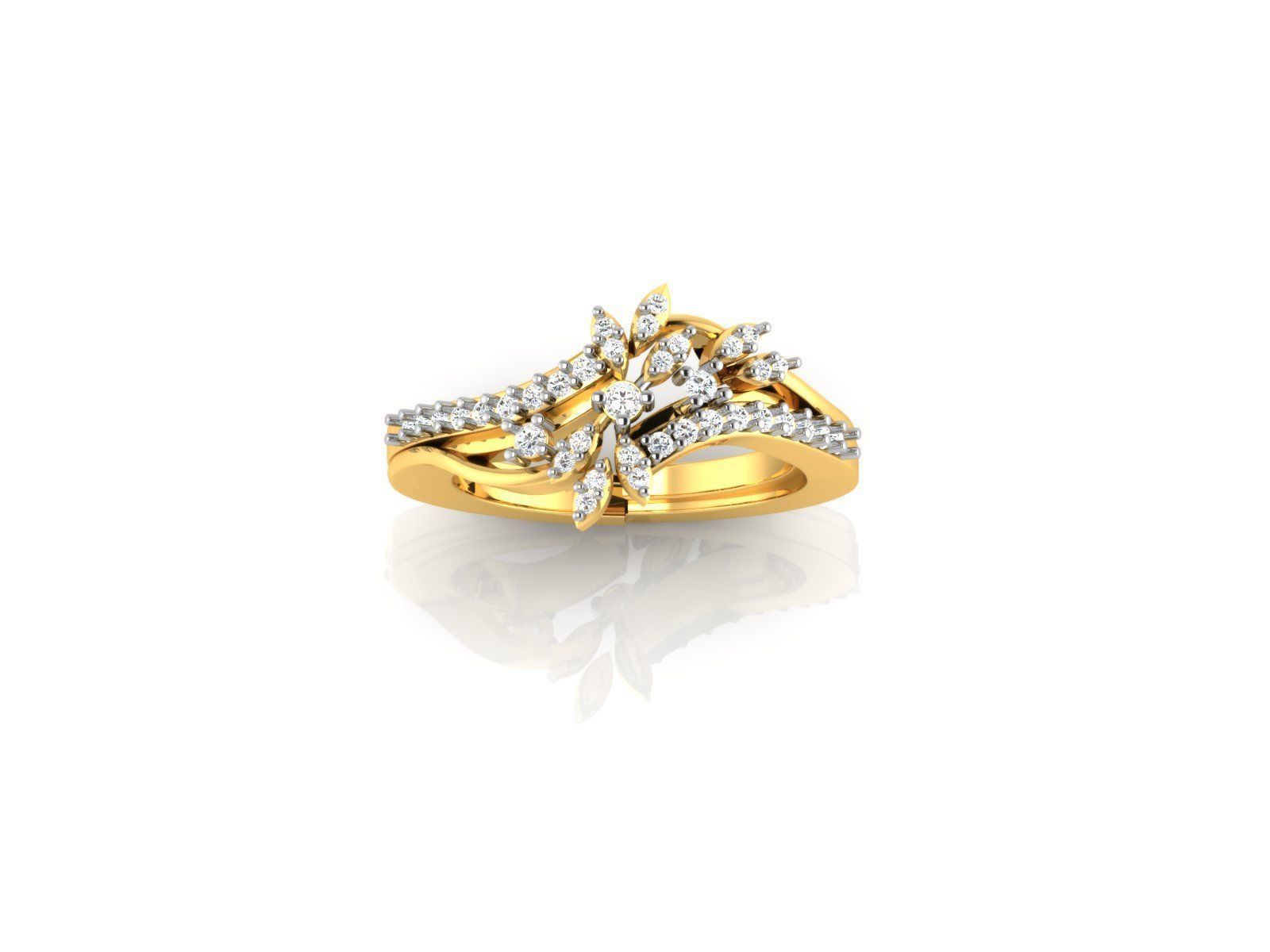 Swirl Gold Ring With Diamonds 21 3D print model_3