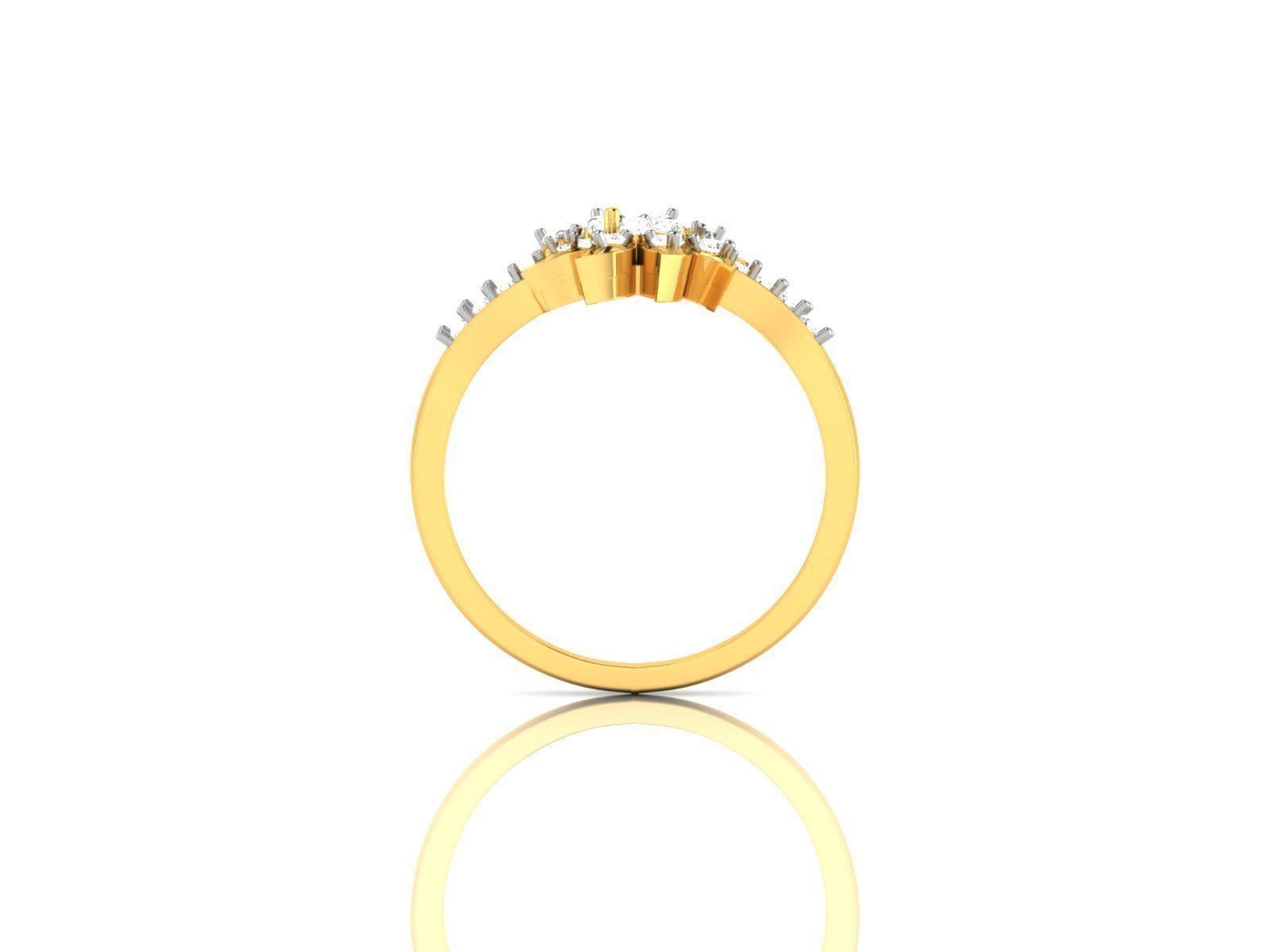 Flower Shape Gold Ring With Diamonds 3 3D print model_1