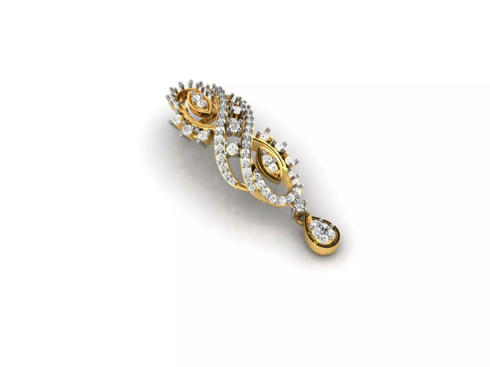 Infinity Loop Shape Gold Pendant With Diamonds 3D print model_0