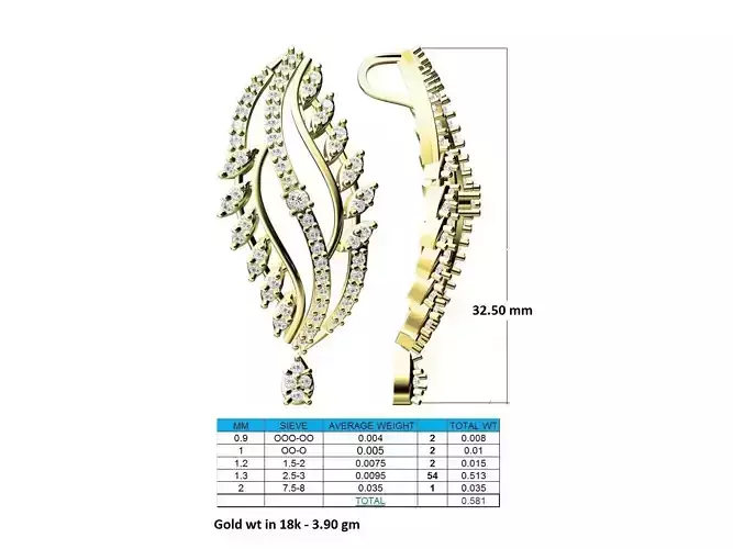 Leaf Shaped Gold Pendant With Diamonds 4