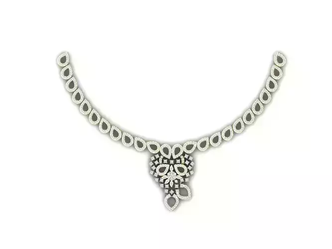 Pear Design Necklace With Diamonds