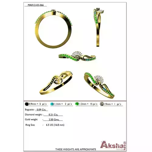 Swirled Gold Ring With Gemstones 4 3D print model