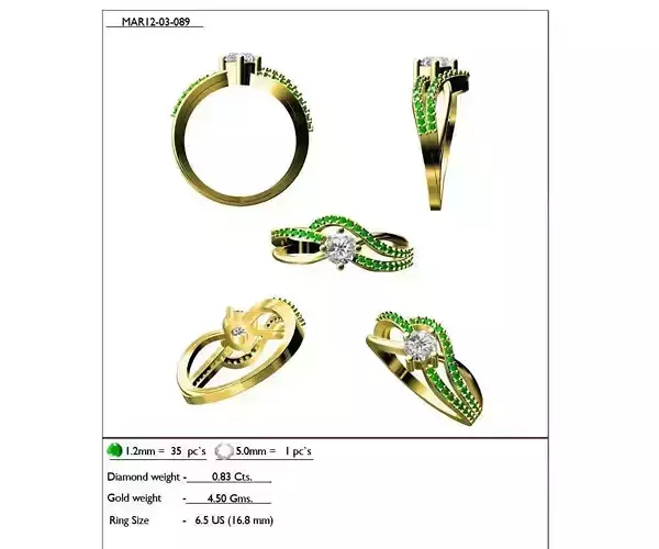 Swirl Gold Ring With Gemstones 17