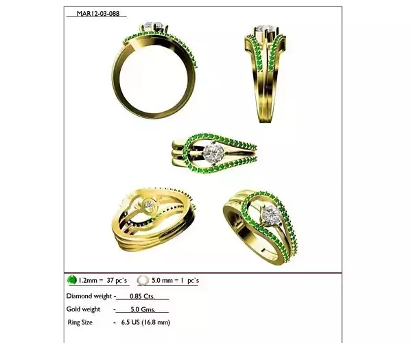 Loop Shaped Gold Ring With Gemstones 1