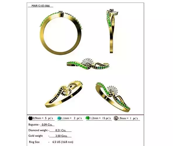 Swirl Gold Ring With Gemstones 18