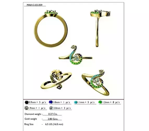 Swirl Loop Gold Ring With Gemstones 14