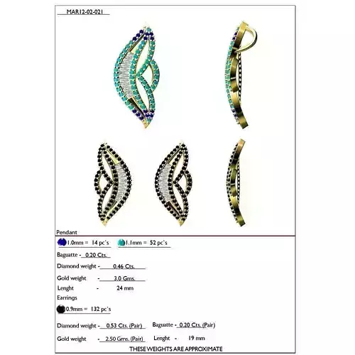 Flower Shaped Pendant and Earrings With Gemstones 5