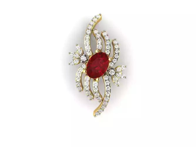 Gold Pendant with Ruby