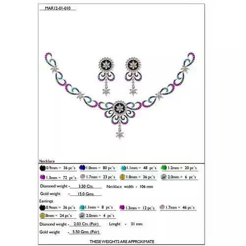 Floral Design Jewellery Set With Gemstones 2