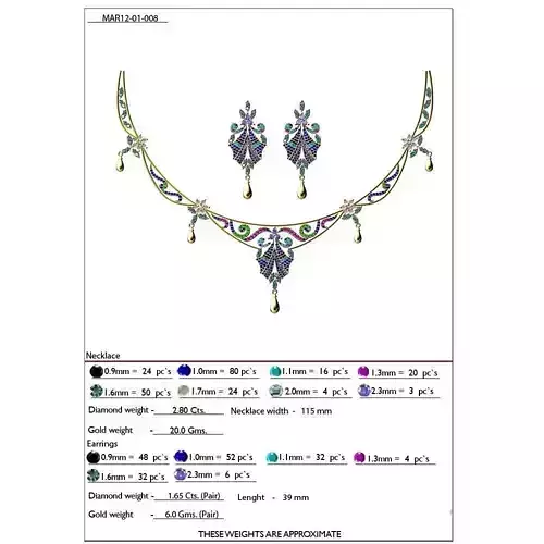 Floral Design Jewellery Set With Gemstones 3