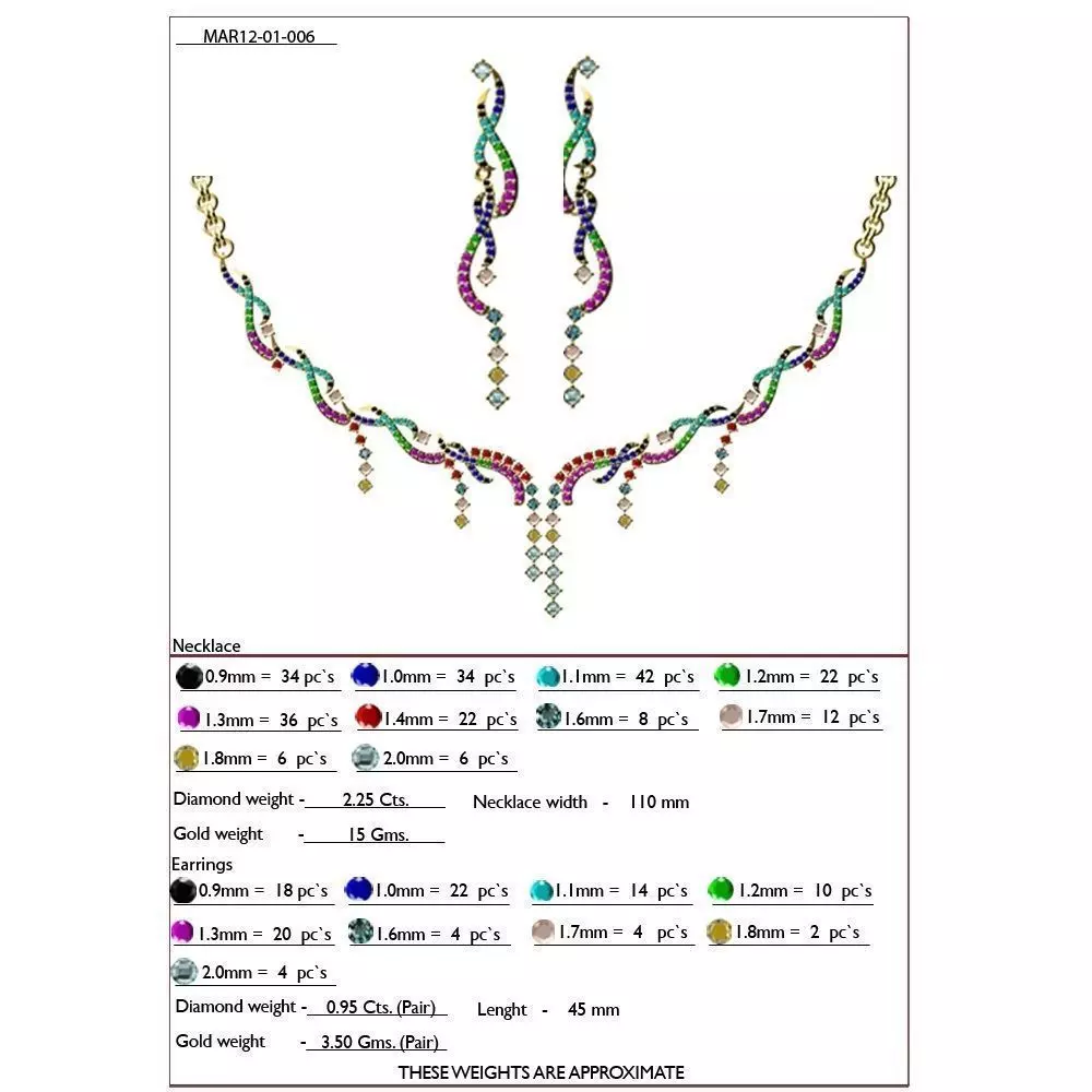 Gold Jewellery Set With Gemstones 3 3D print model