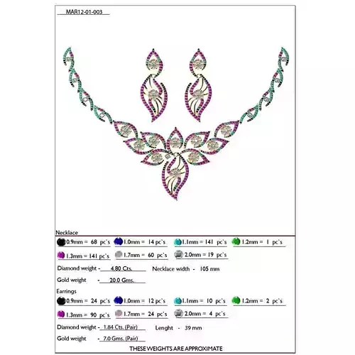 Leaf Design Jewellery Set With Gemstones