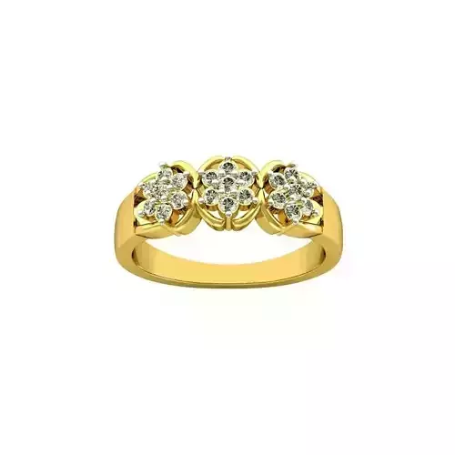 Floral Gold Ring With Diamonds 2 3D print model