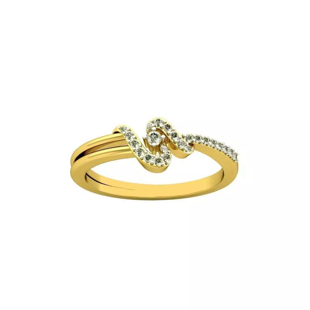 Wave Ring With Diamonds 3D print model_0