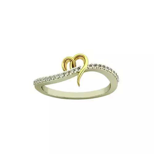 Swirl Heart Shaped Ring With Diamonds 3D print model