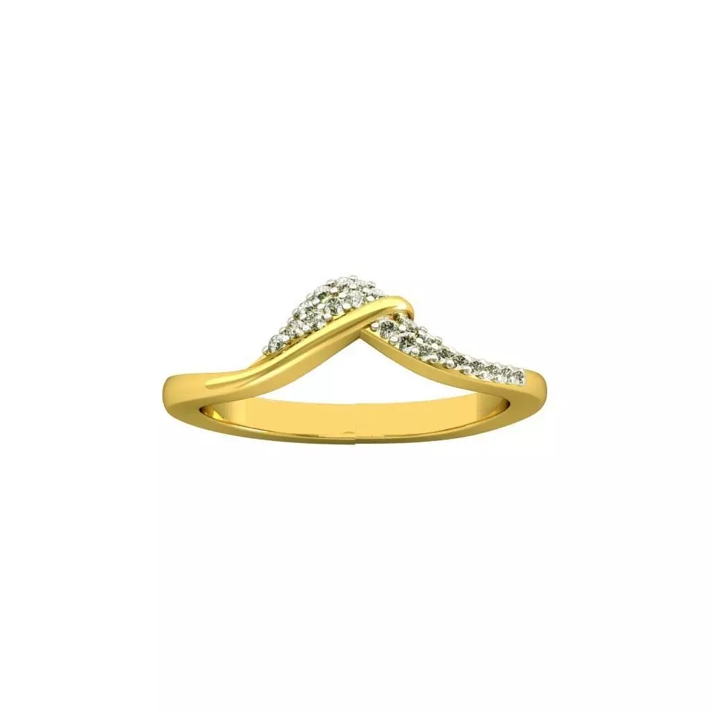 Gold Bent Ring With Diamonds 3D print model