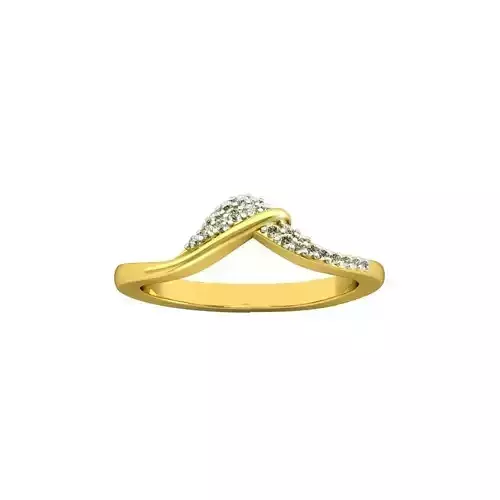Gold Bent Ring With Diamonds
