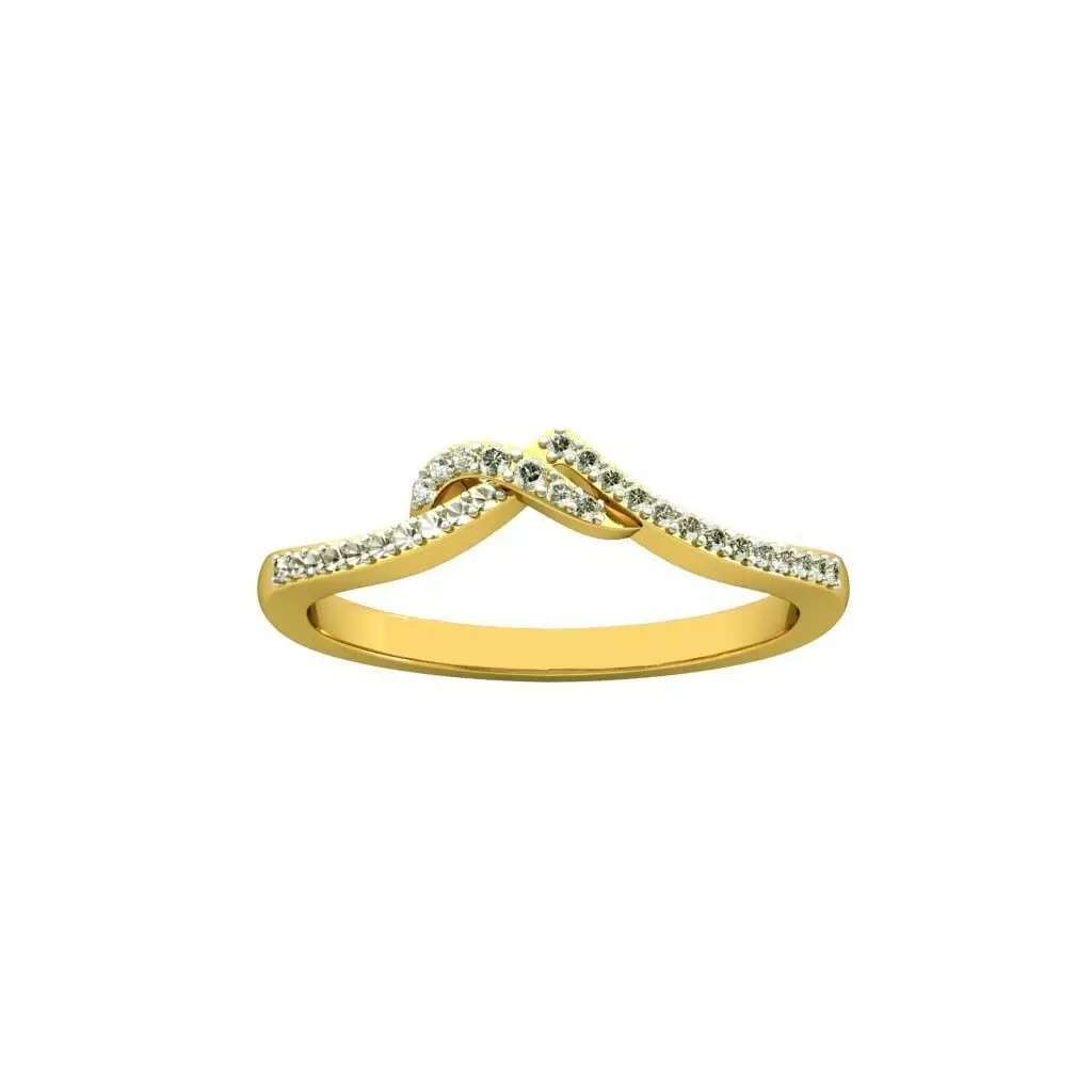 Gold Bent Ring With Diamonds 1 3D print model