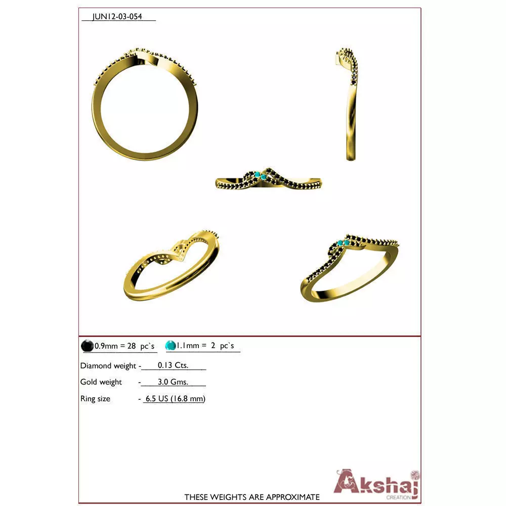 Gold Bent Ring With Gemstones 3D print model