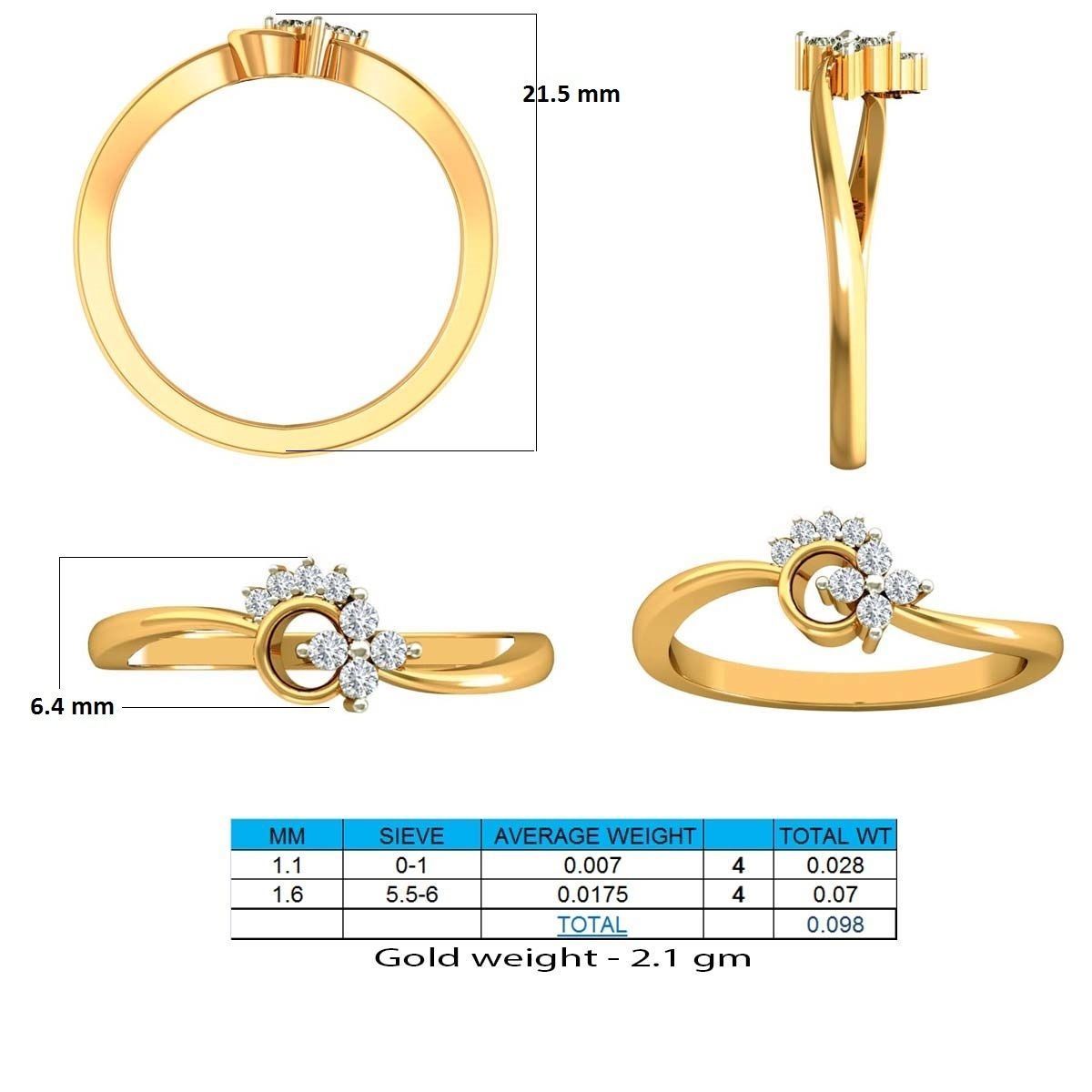 Swirl Round Shaped Ring With Diamonds 1 3D print model_1