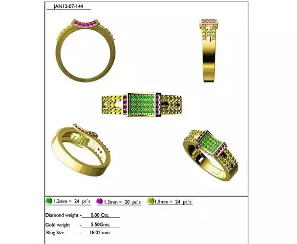 Gold Grid Ring With Gemstones