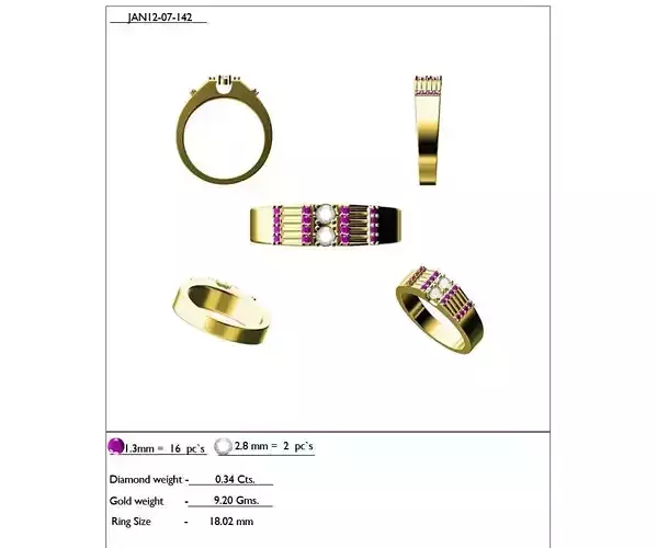 Gold Grid Ring With Gemstones 1